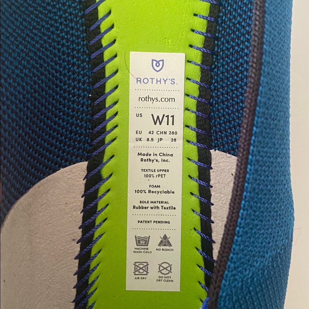 NWOB Rothy’s The Square Pacific Blue Green Size 11 new - Picture 13 of 16